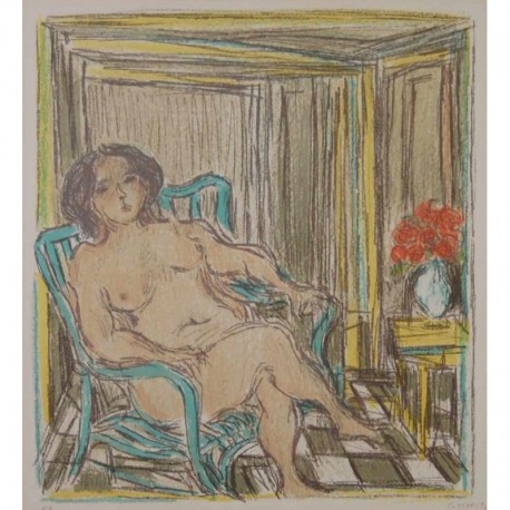 COTTAVOZ André femme nue dans son fauteil