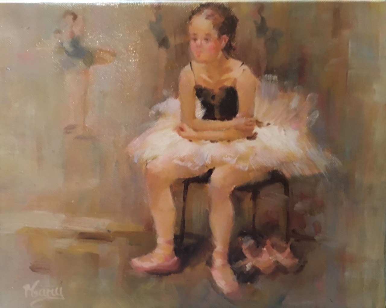 DANSEUSE AU REPOS - MARY Jan (1968- ) - Huile sur toile