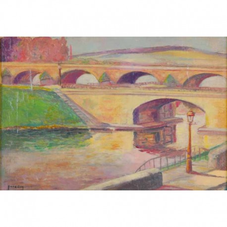 LES QUAIS, Huile sur panneau, PERADON Pierre-Edmond (1893 - 1981)