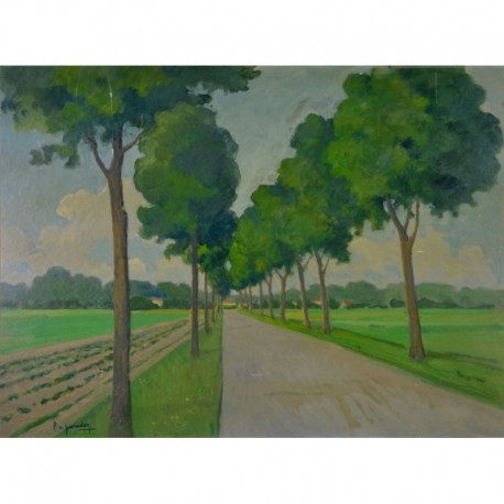 SUR LA ROUTE DE BANVILLE, Huile sur panneau, PERADON Pierre-Edmond (1893 - 1981)