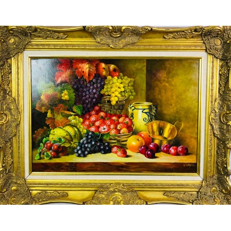 COMPOSITION AUX FRUITS - VOROS Gyorgy (1940-) - Huile sur panneau