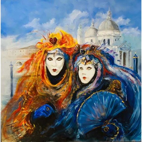 LE CARNAVAL DE VENISE - FOURNIER Jean-Baptiste (1959-) - Huile sur toile