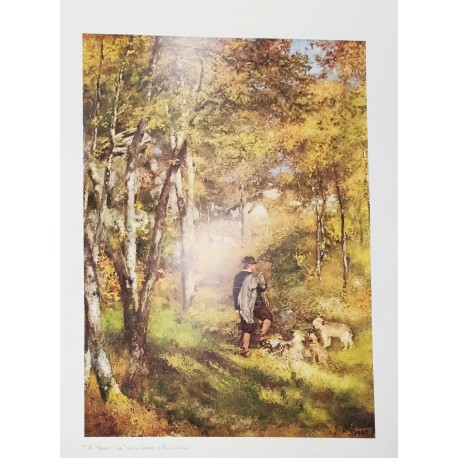 LE PEINTRE EN FORÊT DE FONTAINEBLEAU.. - RENOIR Pierre-Auguste (d'après) (1841 - 1919) - Print