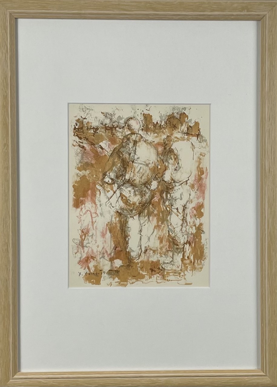 LES DEUX CHASSEURS - COMMERE Yves (1920 - 1986) - Lithographie