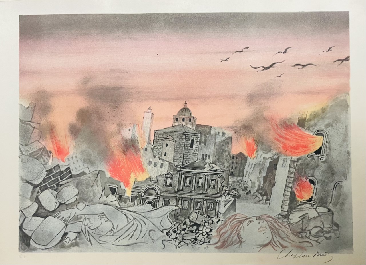 LA VILLE EN FEU - CHAPELAIN-MIDY Roger (1904-1992) - Lithographie