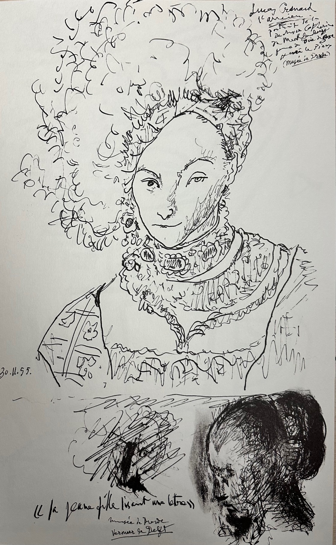 PORTRAIT DE LA DUCHESSE KATHERINE DE MECKLENBURG ET PORTRAIT DE LA JEUNE FILLE LISANT UNE LETTRE (1955)